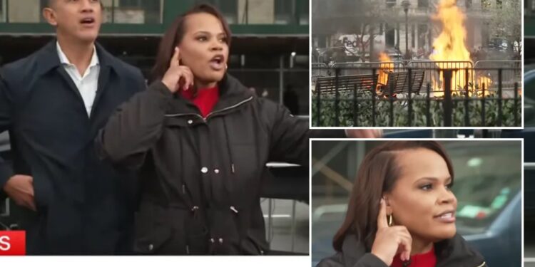 CNN anchors watch man set himself on fire at Trump trial
