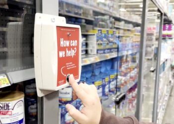 locked up store shelves