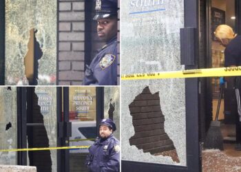 NYPD precinct windows smashed by rock-toting vandal