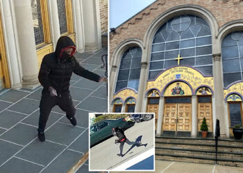 Purse-snatching bully punches woman, 68, in face and down NYC church stairs -- then takes her car as she lies in agony
