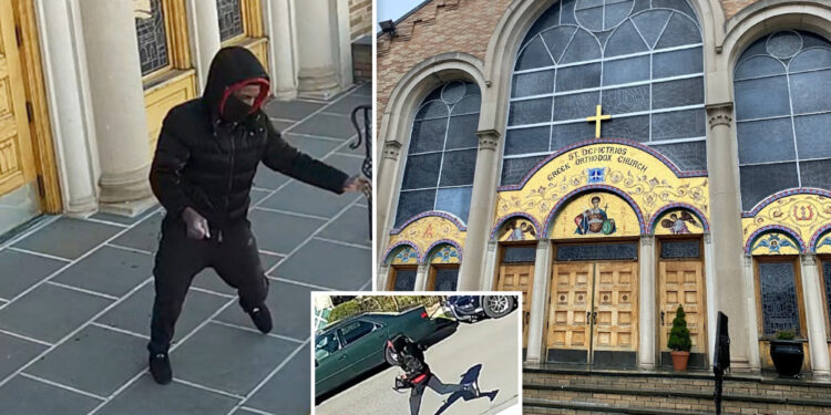 Purse-snatching bully punches woman, 68, in face and down NYC church stairs -- then takes her car as she lies in agony