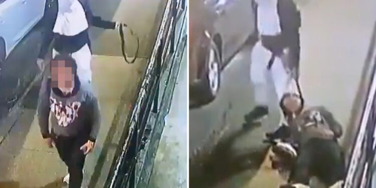 Horrifying video shows masked fiend choke woman with belt on NYC street, drag body between cars to rape her