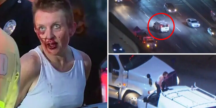 Photos show bloody woman after she led cops on LA chase