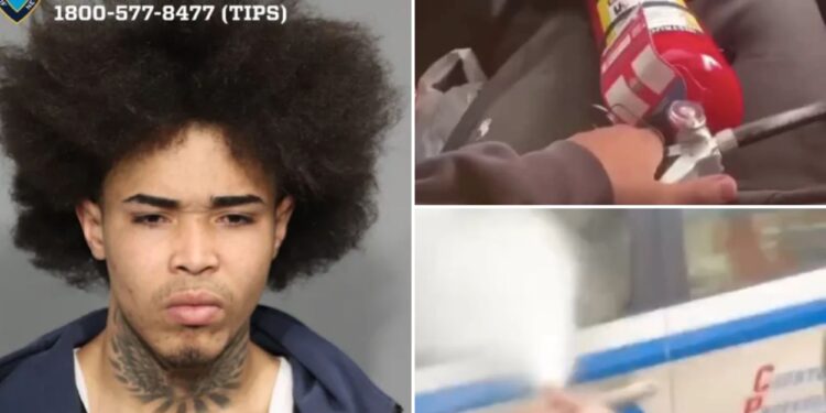 Tattooed hooligan revealed as part of crew who unloaded fire extinguisher on NYPD agent: cops