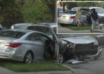 Wisconsin local news crew captures driver crash into parked van, injuring 57-year-old man in hit-and-run