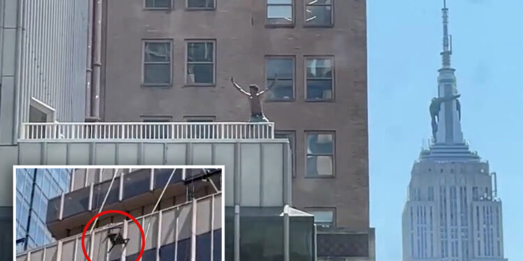 Man hurls lawn chairs off top of 20-story NYC building in bizarre caught-on-video tantrum