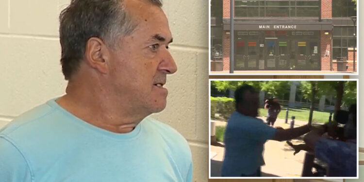 Massachusetts crossing guard accused of beating a mom with stop signs then attacking reporters outside courthouse