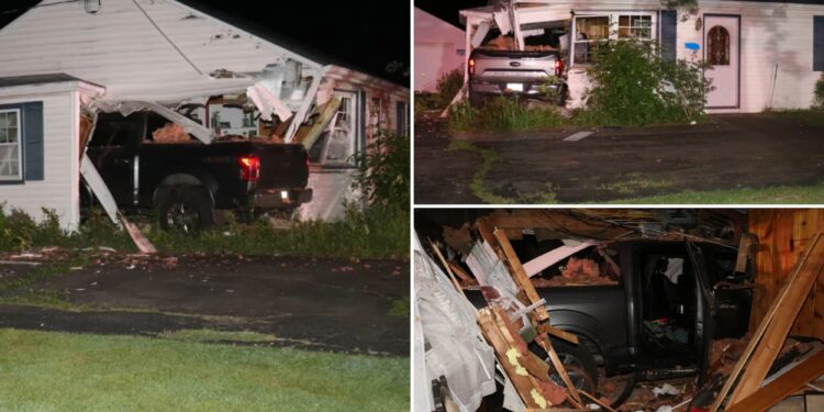 New York alleged drunk driver John Osetkowski smashes pickup truck into upstate home