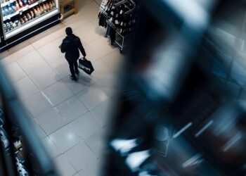 Security footage capturing a shoplifting incident at a retail store