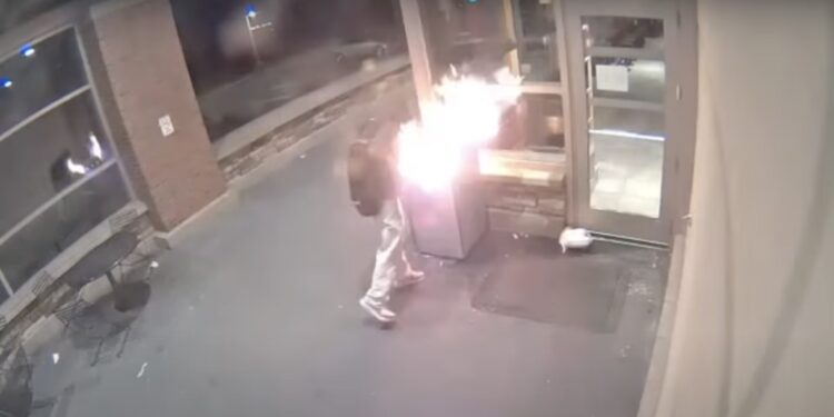 Bumbling firebug trying to light California Target on fire nearly torches own face