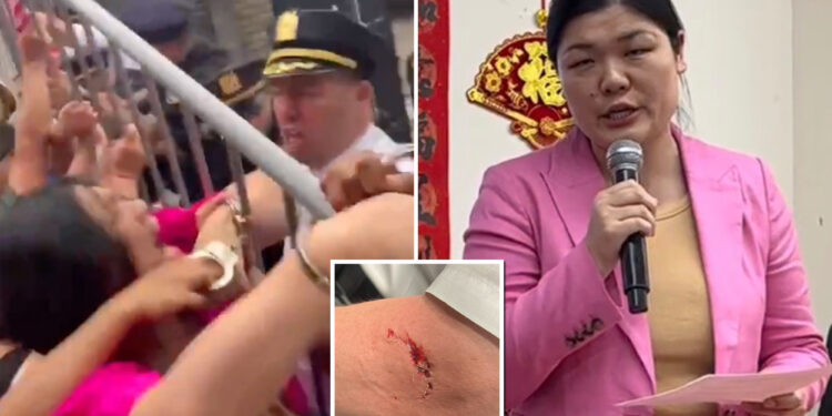 Cop-boosting councilmember who allegedly bit officer at Brooklyn protest accuses NYPD of 'brutality' and 'Asian hate'
