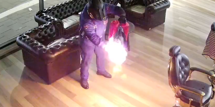 Arsonist accidentally sets self on fire trying to burn down barber shop: Video (Video)
