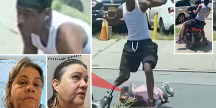 Hit-and-run moped rider flees after ramming into NYC mom and knocking her unconscious in street: video