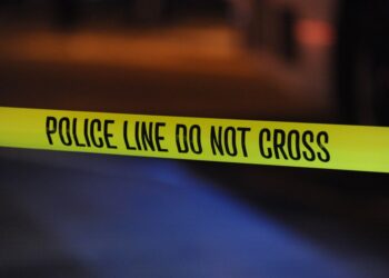 A general view of police crime scene tape or crime scene tape or police line do not cross tape or New York City crime or NYPD as seen in the Bronx, NY on April 19, 2015.