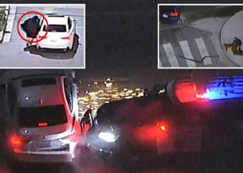 Stunning video shows cop's daring PIT maneuver on car with sparking tires that ends wild chase