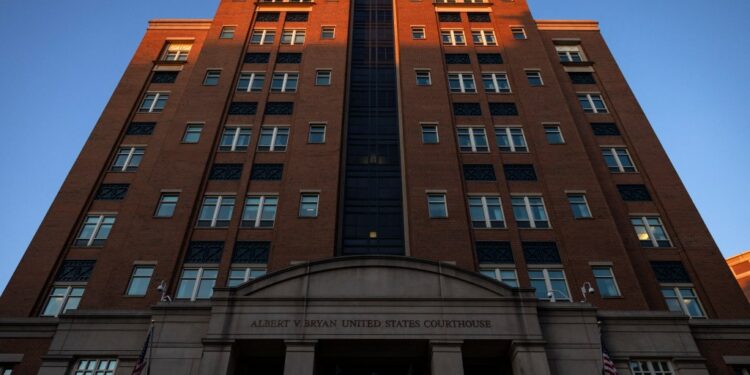 The Albert V. Bryan US Courthouse is seen at the start of a Department of Justice antitrust trial against Google over its advertiing business in Alexandria, Virginia, on September 9, 2024.