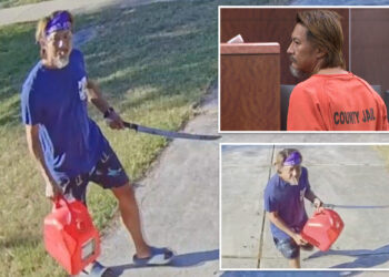 Machete-wielding wacko douses neighbors' homes in gasoline in caught-on-camera crime