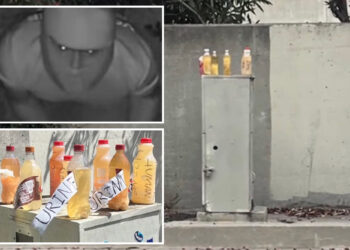 'Piss Bandit' who taunts locals with urine bottles is California's number-one menace
