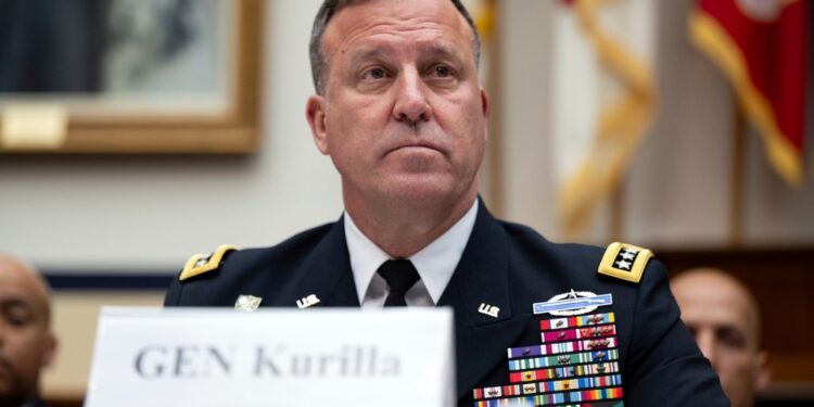 U.S. Army Gen. Michael E. Kurilla, commander of U.S. Central Command, testifying before the House Armed Services Committee on Capitol Hill