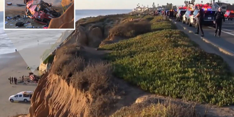 Driver survives after flying off cliff, landing on beach in police pursuit