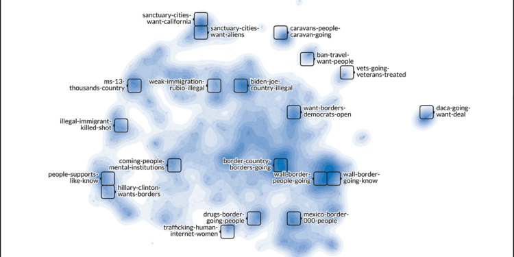 Screenshot of WizMap, a tool to visualize high-dimensional vectors, showing the immigration statements data.