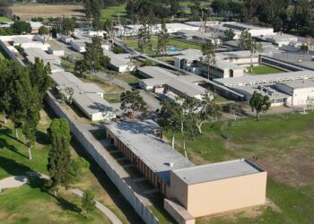 An aerial view of Los Padrinos Juvenile Hall in Downey, California.