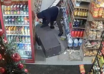 surveillance video from December 23, 2024, at approximately 2:20 a.m., shows one wearing a hoodie and gloves stealing an ATM from a grocery store at 75-10 31 Avenue in Jackson Heights, Queens.