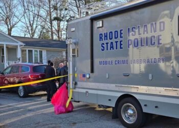 Cops outside the family home.