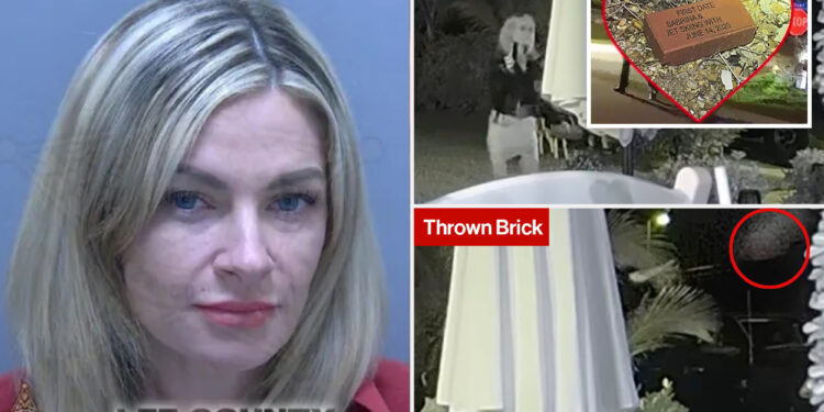 Florida woman caught on camera hurling commemorative 'first date' brick through ex hubby's window despite denials: sheriff