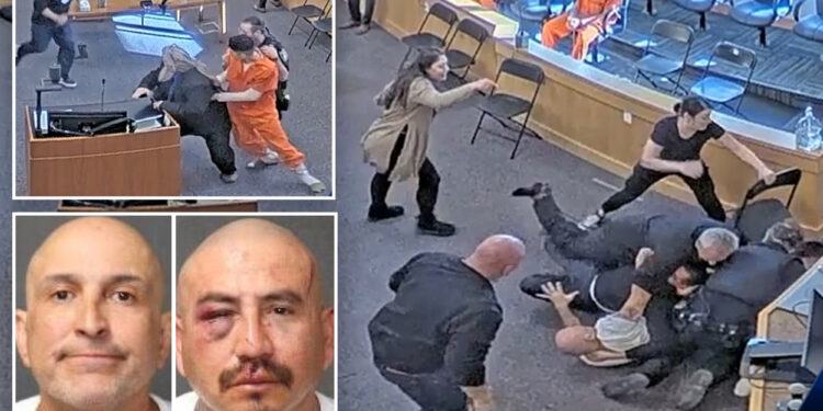 Wild video shows murder suspect being attacked in court by dead woman's uncle