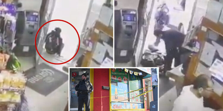 Distressing video shows boy, 16, shot at NYC bus stop collapsing outside bodega as tearful dad calls for justice