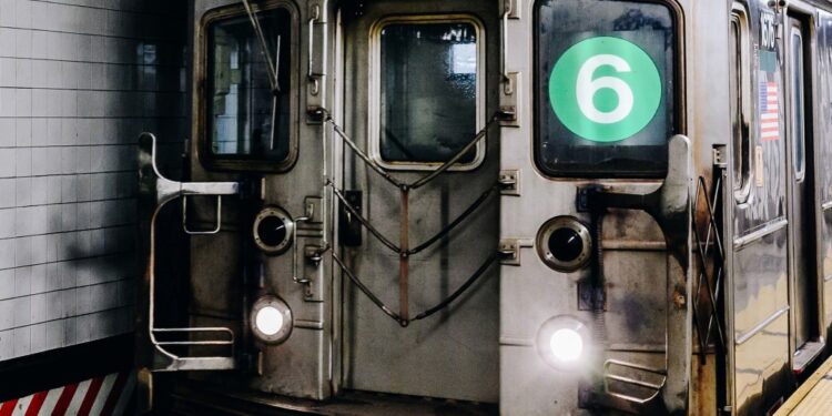 A 6 subway train enters the station at Grand Central in New York, U.S., on Monday, June 14, 2021.
