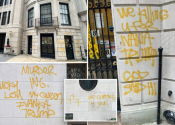 Mystery graffiti appears on several buildings surrounding Ivana Trump's gilded NYC townhouse: cops