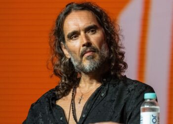 Russell Brand at a conference on July 26, 2024.