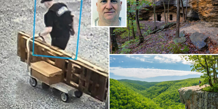 Caves and other mountain hideouts are being searched for fugitive Grant Hardin known as 'Devil in the Ozarks'