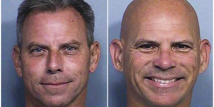 This combination of two booking photos provided by the California Department of Corrections shows Erik Menendez, left, and Lyle Menendez