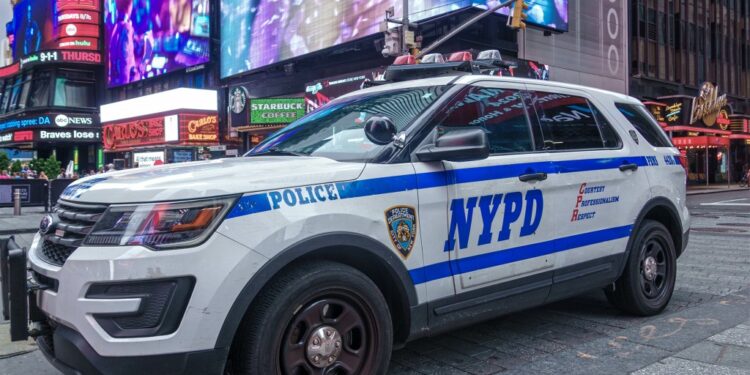 NYPD police car in Times Square.
