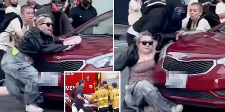 Chaotic video captures moment fed-up driver runs over 'No Kings' protester in Los Angeles