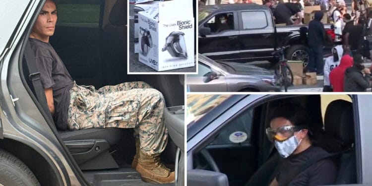 FBI busts alleged LA riot leader who was filmed helping to distribute 'Bionic Shield' face masks to protesters