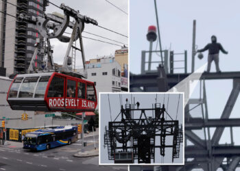 Man scales 250-foot-high Roosevelt Island Tram tower in NYC