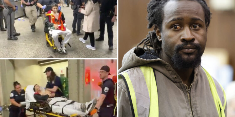 Maniac accused of stabbing 2, including good Samaritan, on rush-hour train at Grand Central is locked up on high bail