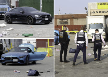 NYPD cop fires at armed BMW thieves who tried to mow down officers during heist from Queens shop: cops