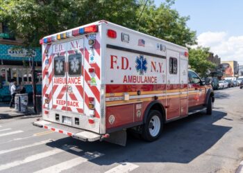 FDNY ambulance parked on a city street.