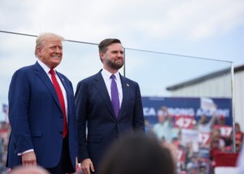 trump and vance at an outdoor event