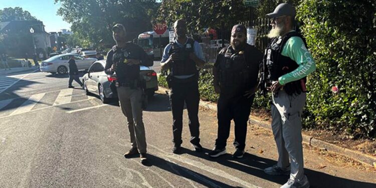 Police officers in Washington D.C. during an arrest.