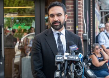 Zohran Mamdani, NYC mayoral candidate, speaking to the media