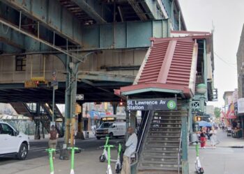 St. Lawrence Ave station entrance in the Bronx, NY.