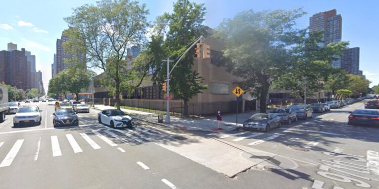 The victim and his son were riding in the bike lane at East 97th Street and 1st Avenue around 6 p.m. Wednesday when the driver of a black sedan made a left turn, nearly striking the son, cops said.