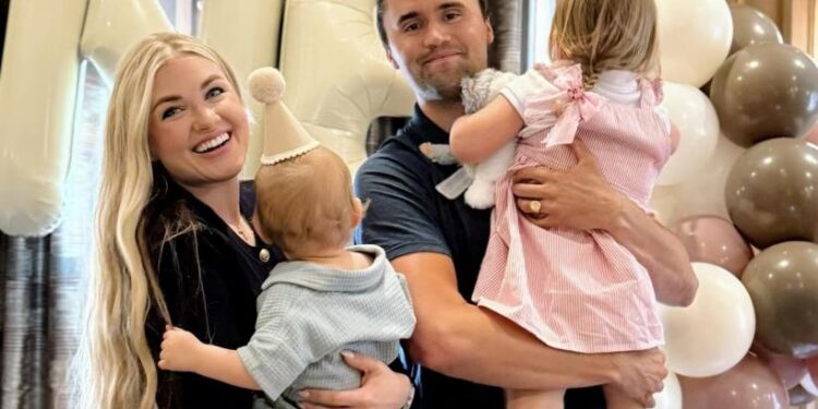 Charlie and Erika Kirk are seen with their children in an undated social media photo.