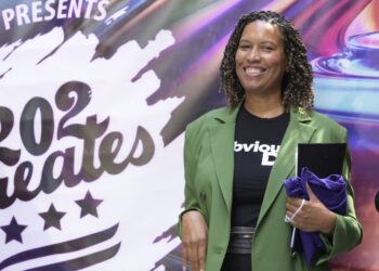 Mayor Muriel Bowser at the 202Creates Month kick-off.